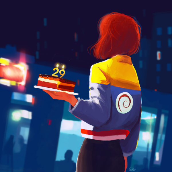 Happy birthday Debian by Juliette Taka